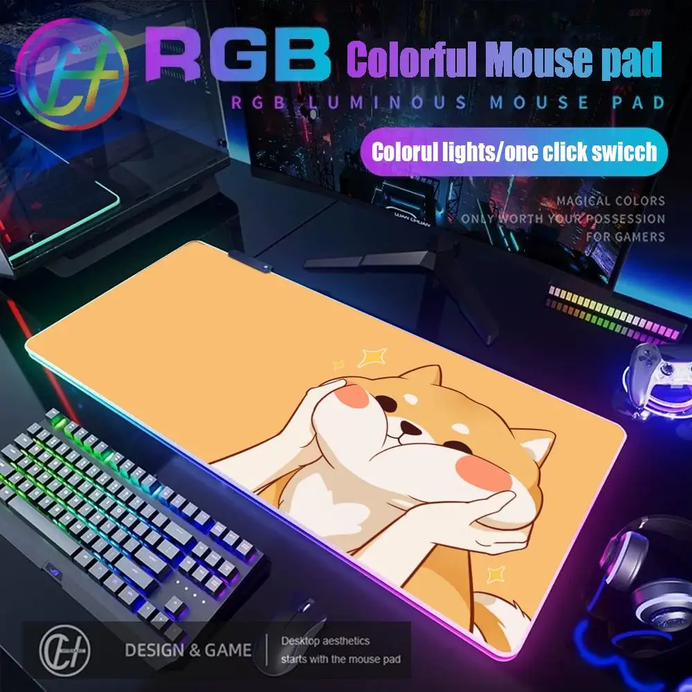 

Игровой коврик для мыши HYBXAXC Anime Corgi Kawaii, 900x400x3 мм, RGB, с LED-подсветкой, HD, XXL, для геймеров
