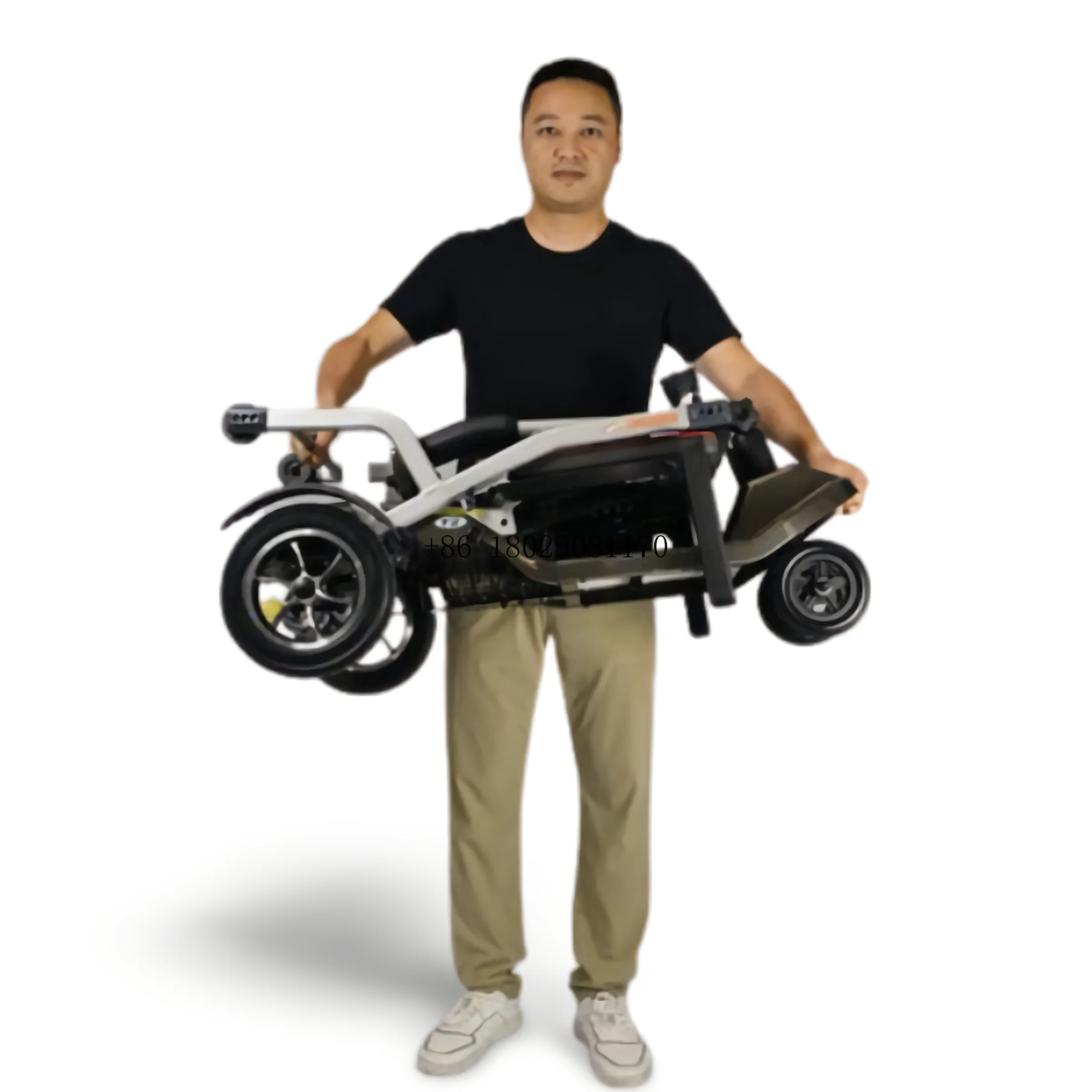 Small Electric Three Wheel Disabled Mobility Scooter for Elderly Handicapped Folding Portable Compact Lightweight Foldable