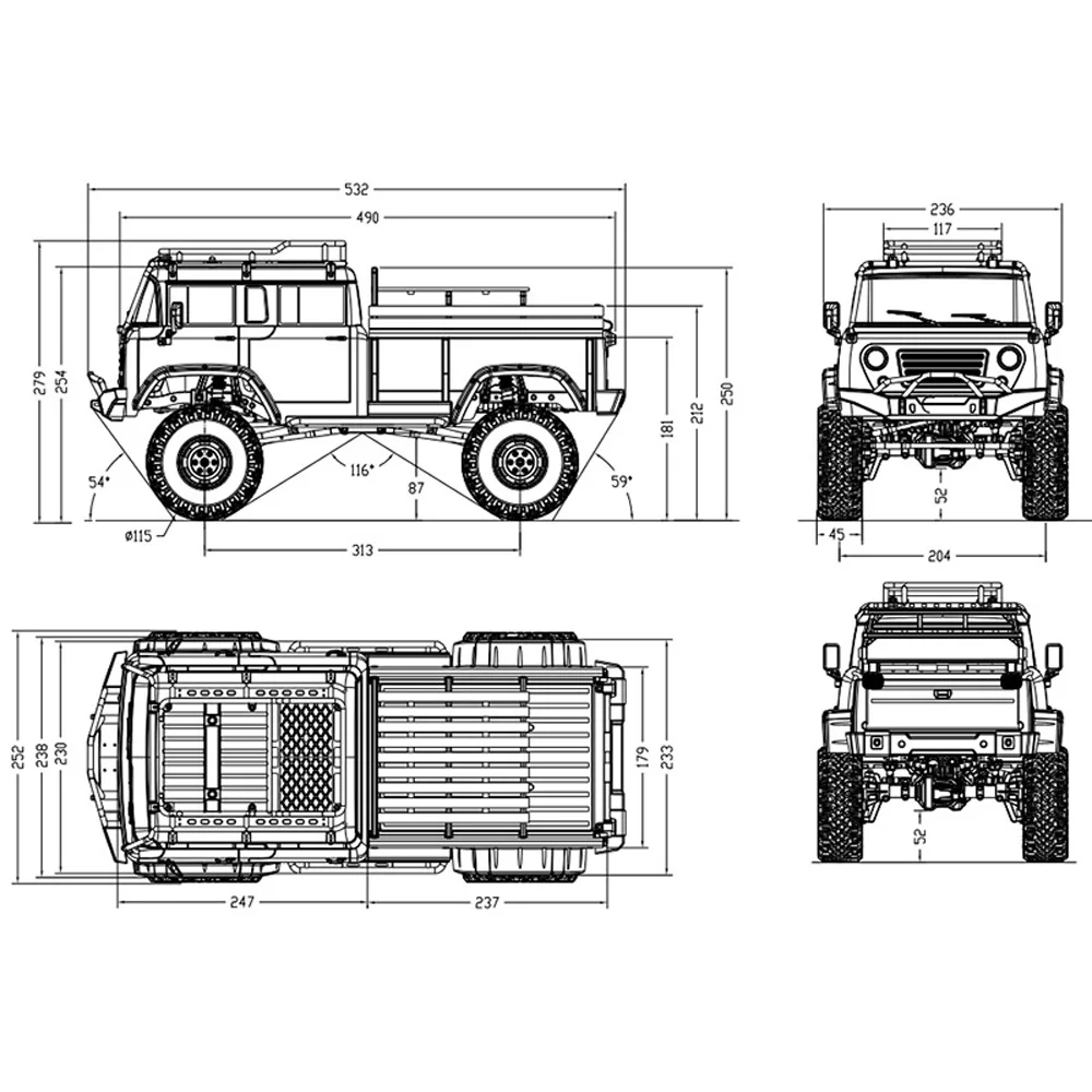 CROSSRC 1/10 RC 4WD Crawler Terreinwagen JT4 Auto Geschilderd Gemonteerd Verlichting Differentieelslot Buiten Speelgoed Model TH19579