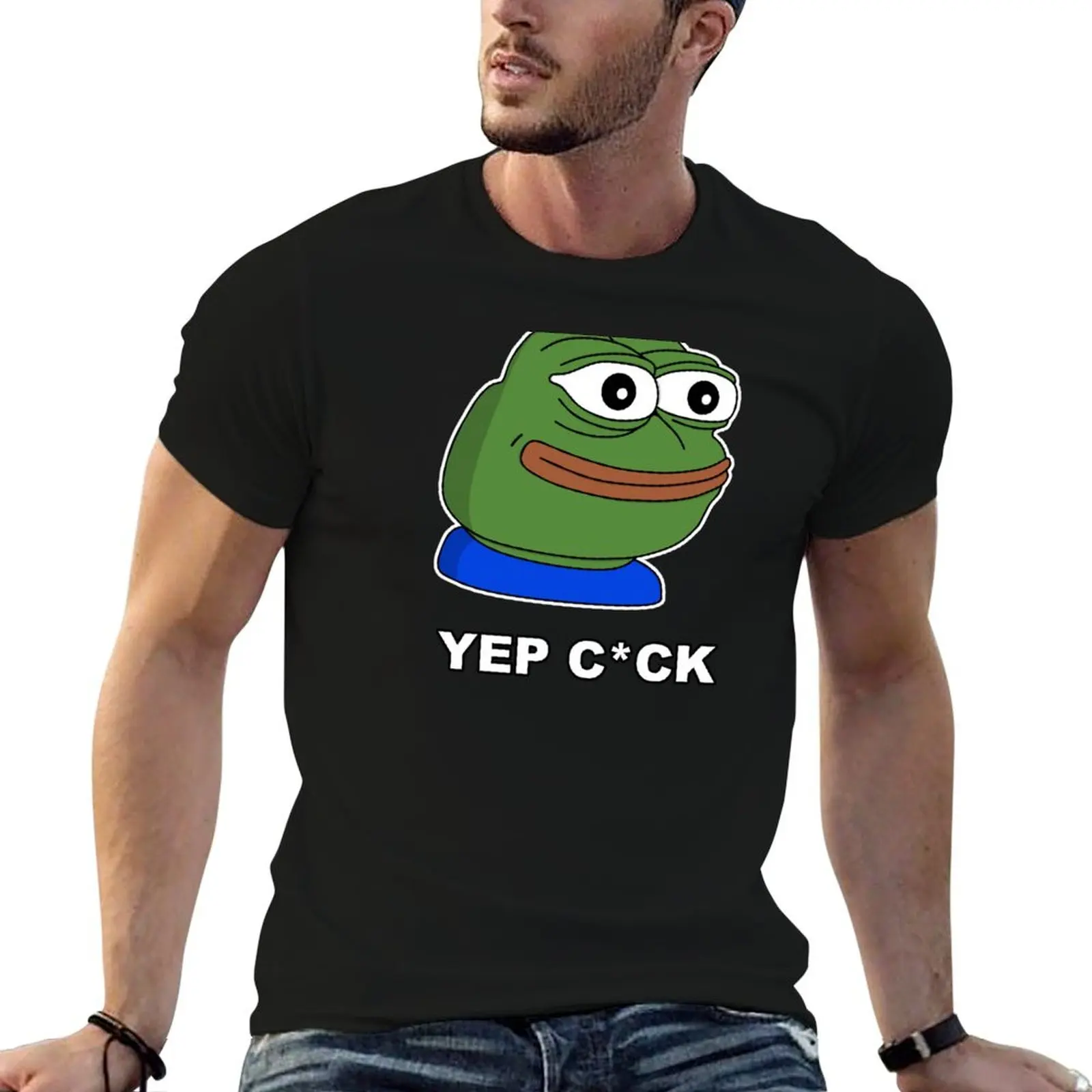 YEP Pepe C*CK - White Outline T-Shirt t shirt man luxury g man t shirts for men anime tshirt T-Shirt