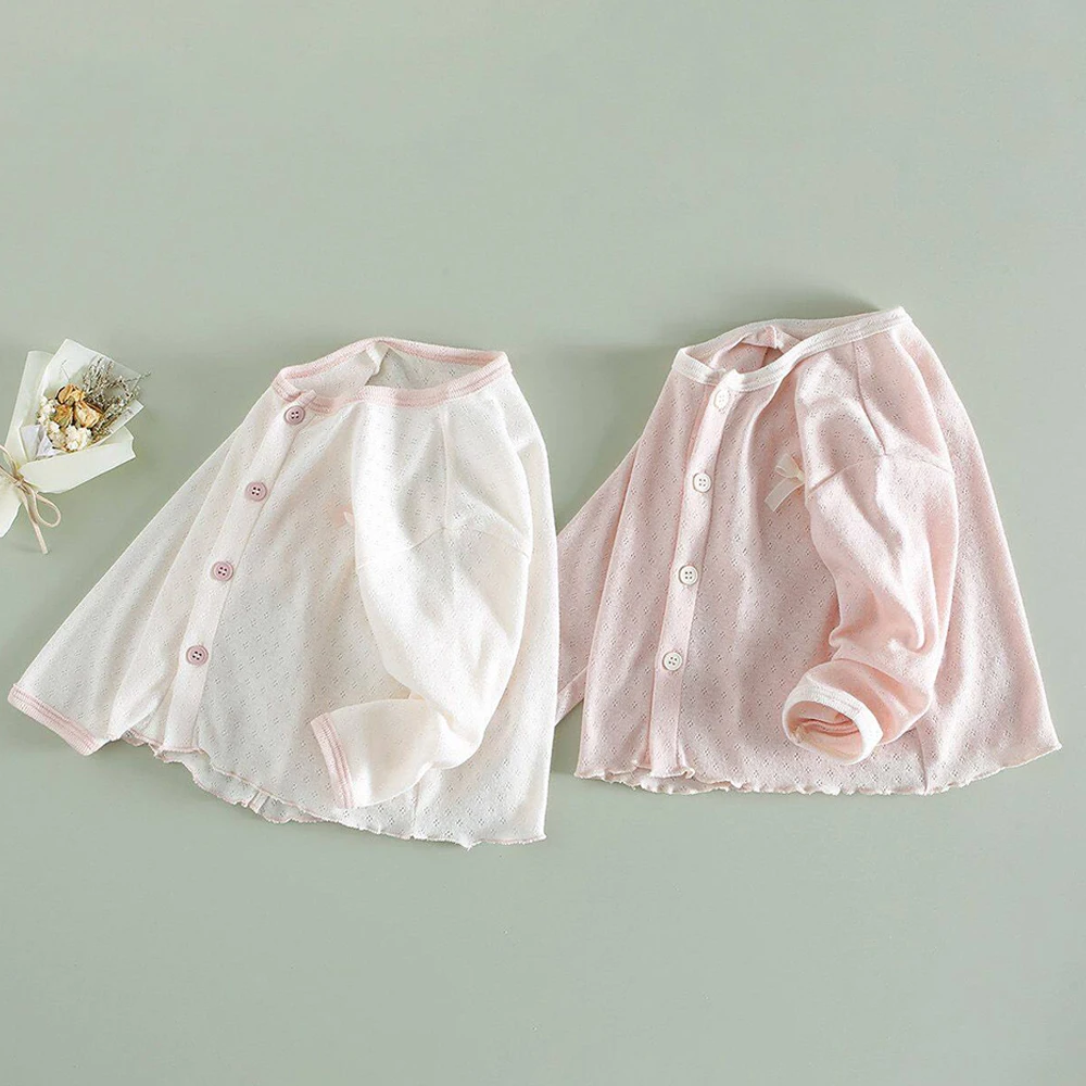 Girl Baby Hollow Out Coat Bow Sunscreen Jackets Korean Infant Air Conditioning Cardigan Skin Friendly Breathable Top