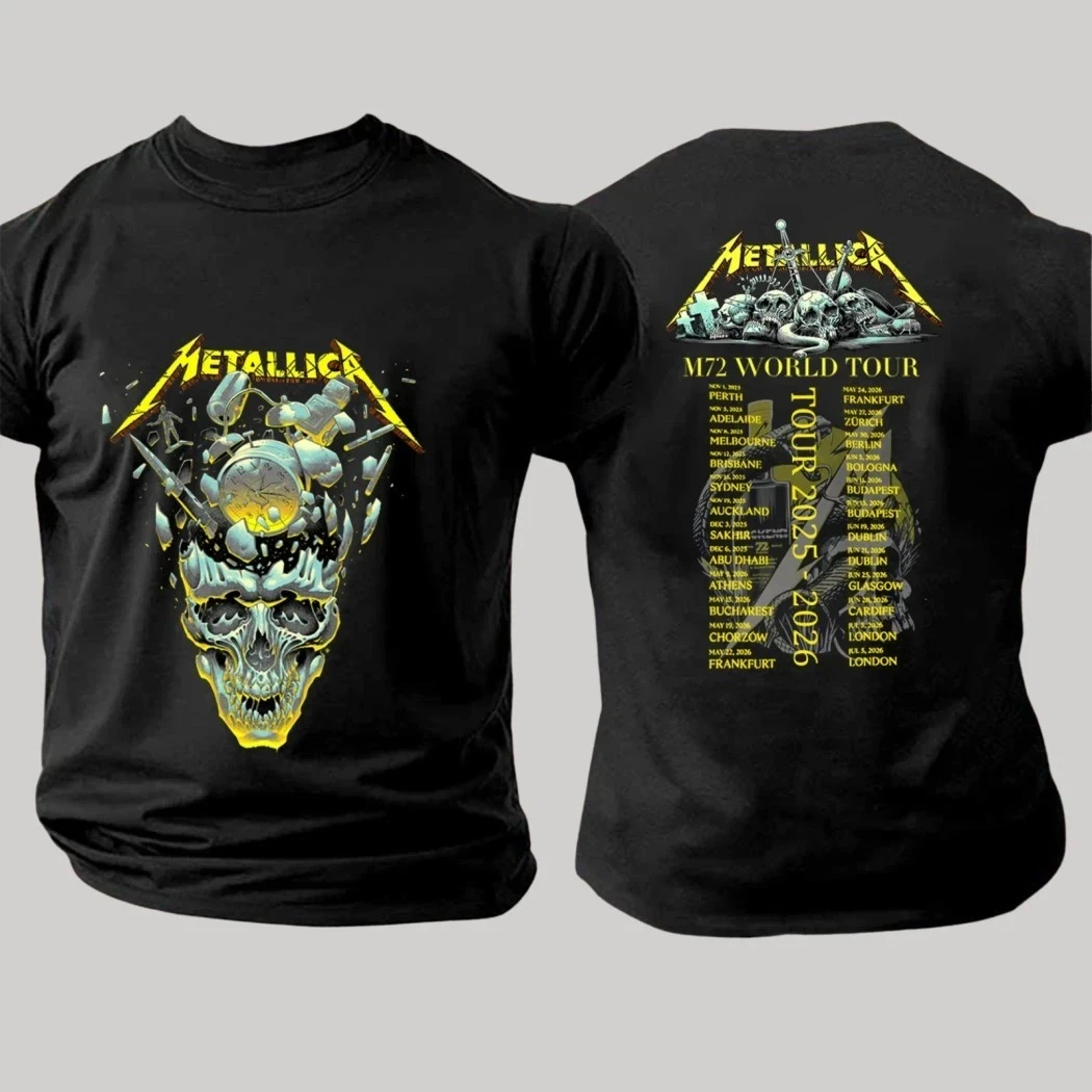 Metallica M72 Zurich 2026 Blindfolded Zombie Head Green Neon Band T-Shirt Cotton Graphic Tee Men Women Summer Streetwear
