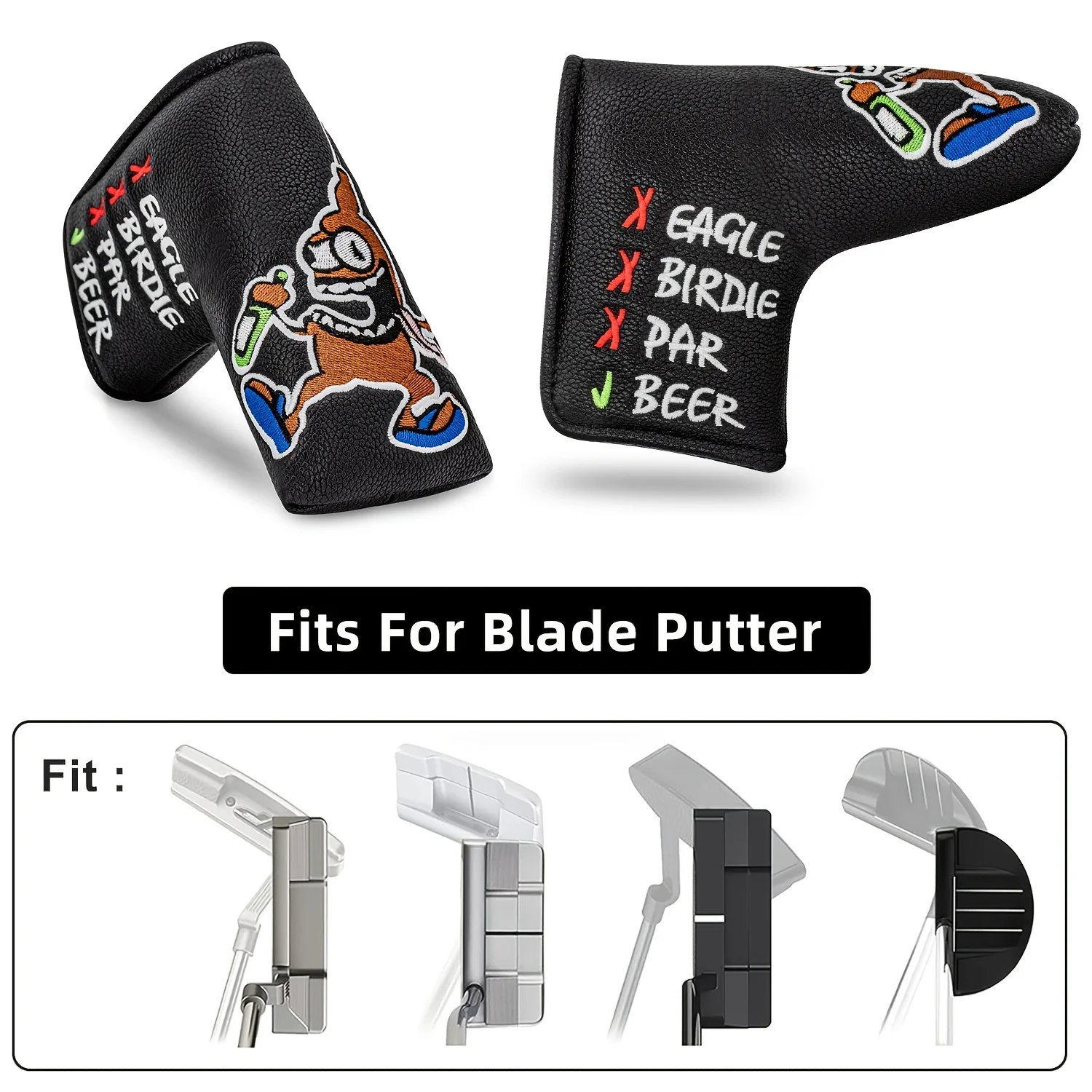 1pc Cartoon Pirate Pattern Golf Blade Putter Head Cover, Premium Soft PU Material Wear Resistant Golf Club Protective Sleeve image 5