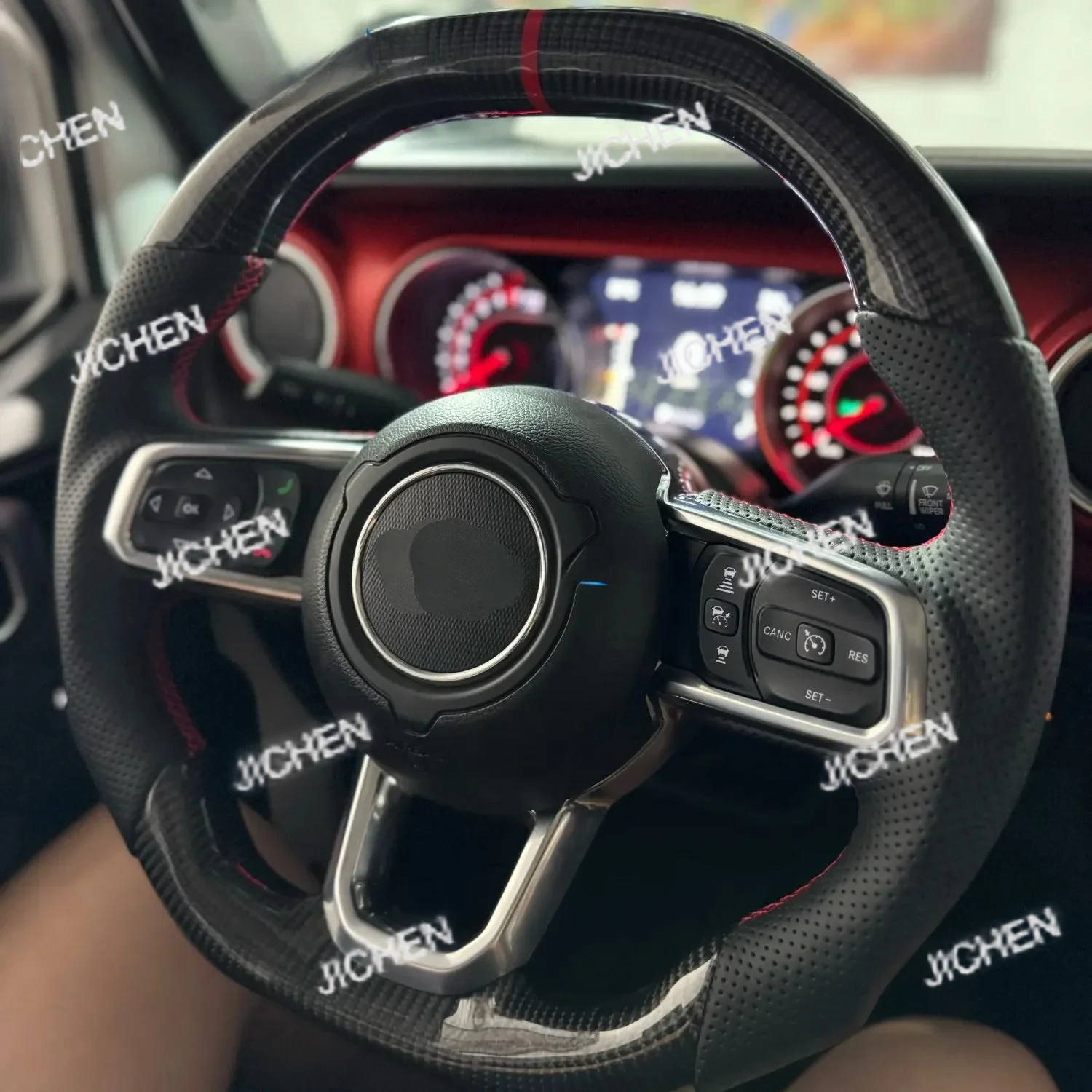 

JC автомобильный руль из углеродного волокна с подогревом, перфорированная кожа для моделей Jeep Wrangler JL 2018-2023, спортивное колесо