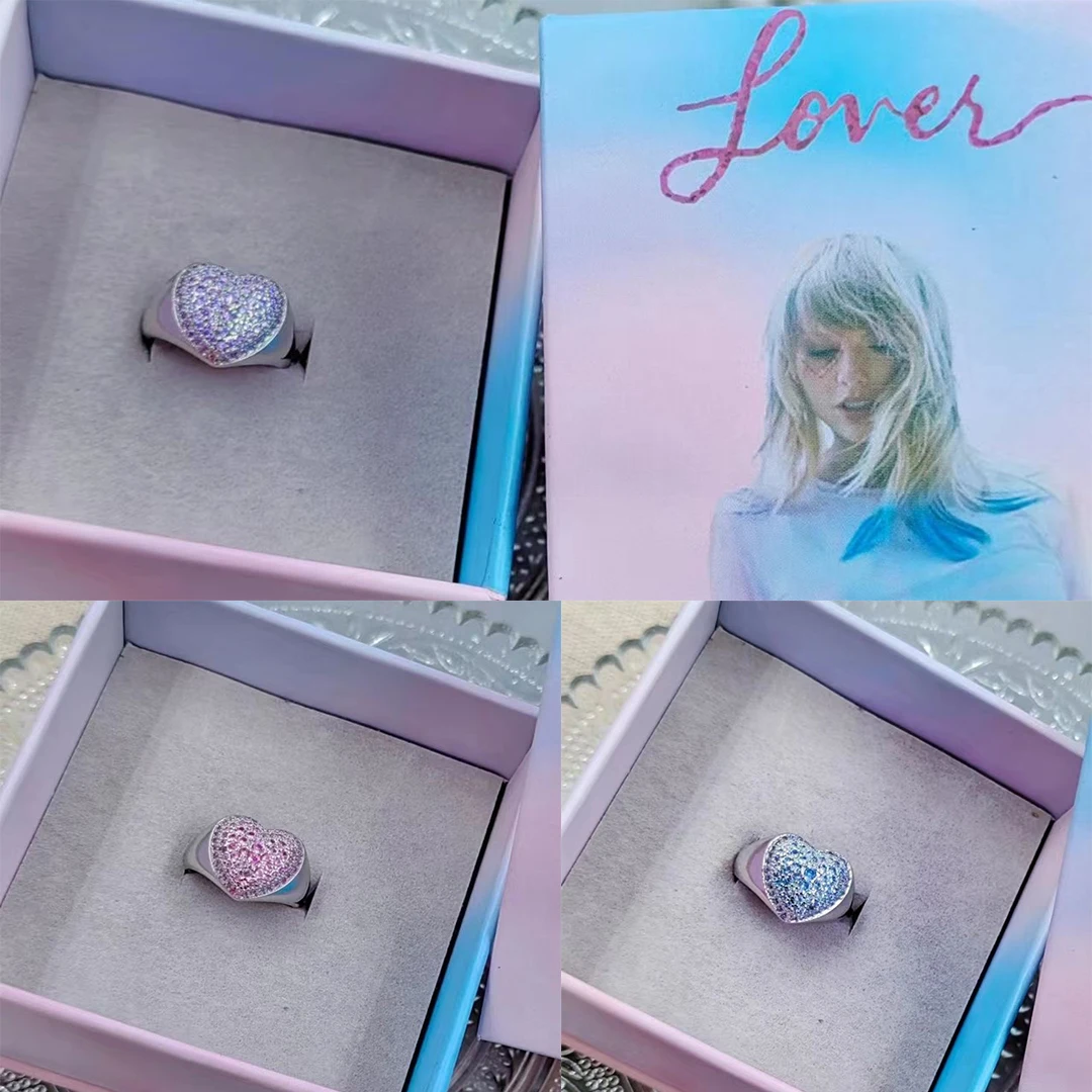 

Taylor Swift Accessories Lover Ring Popular Jewelry Heart-Shaped Diamond Ring for Women Premium Party Gifts Comes With Box