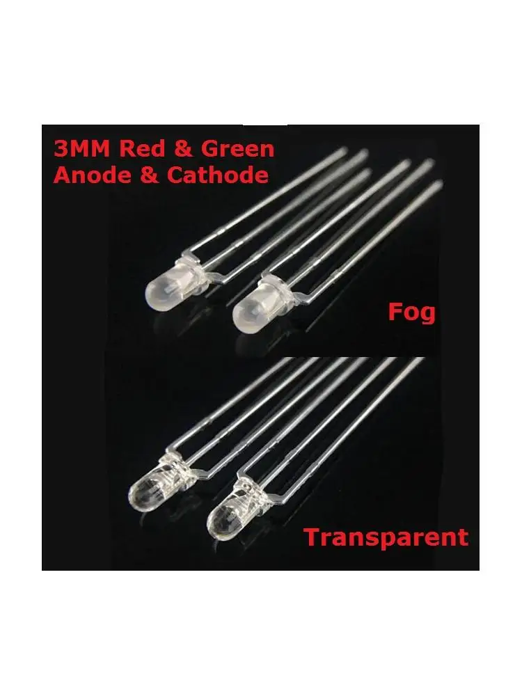 100 szt. Diody LED 3mm Bicolor RED & Green jasne 3 Mm diodowe diodosy dwukolorowe wspólna katoda diodowe diodowe LED — zdjęcie 2