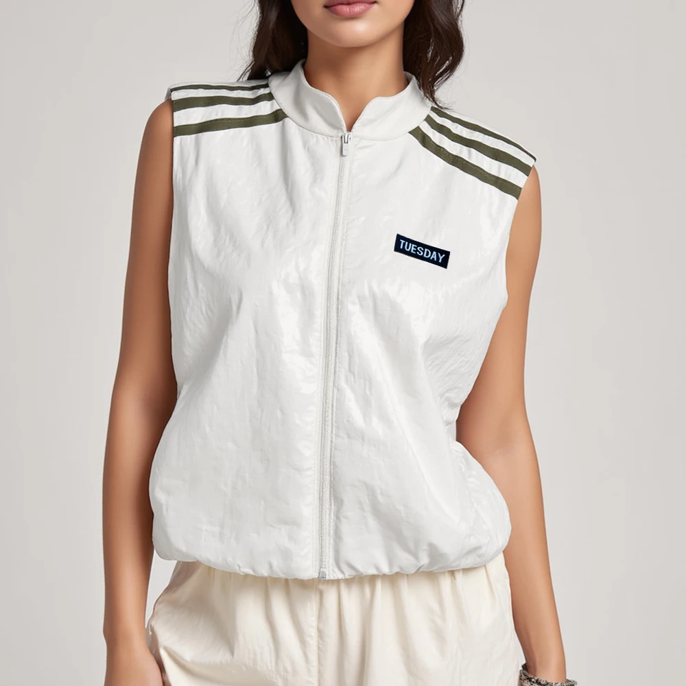 

MiaMuse Women's 2025 Autumn Comfy Vests Sleeveless Stand Collar Zipper Daily Loose Fit Vests