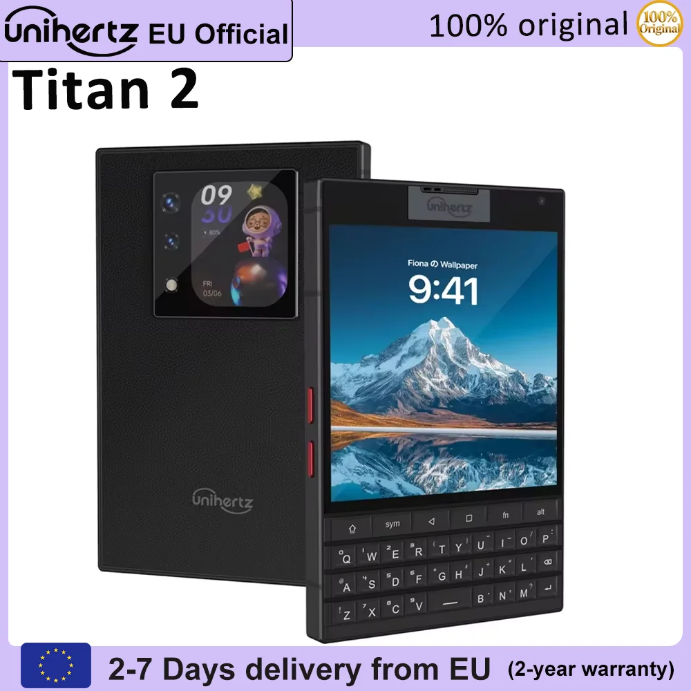 Smartphone Unihertz Titan 2 Android 15 avec clavier physique 5G 512 Go 12 Go Double écran Appareil photo 50 MP Double SIM Batterie 5050 mAh