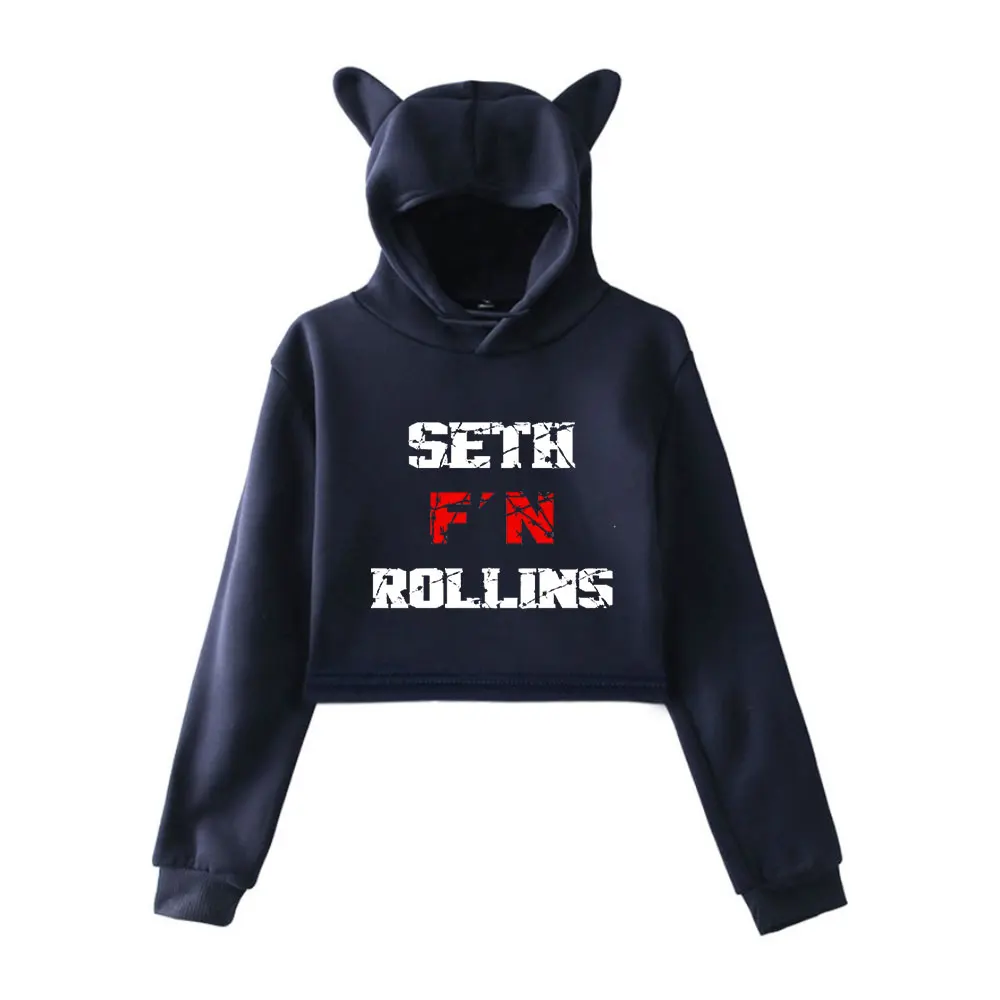 Seth Rollins Merch Vintage 90er Jahre Streetwear Logo Hoodie Hoodies Sweatshirts für Mädchen Katze Ohr Crop Mode Sport Pullover