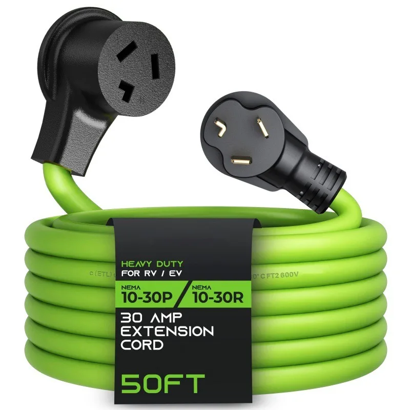 50FT 30 Amp NEMA 10-30 3-Prong Extension Cord, Heavy Duty 10AWG Copper Wire Dryer/EV Power Cord with UL Certification