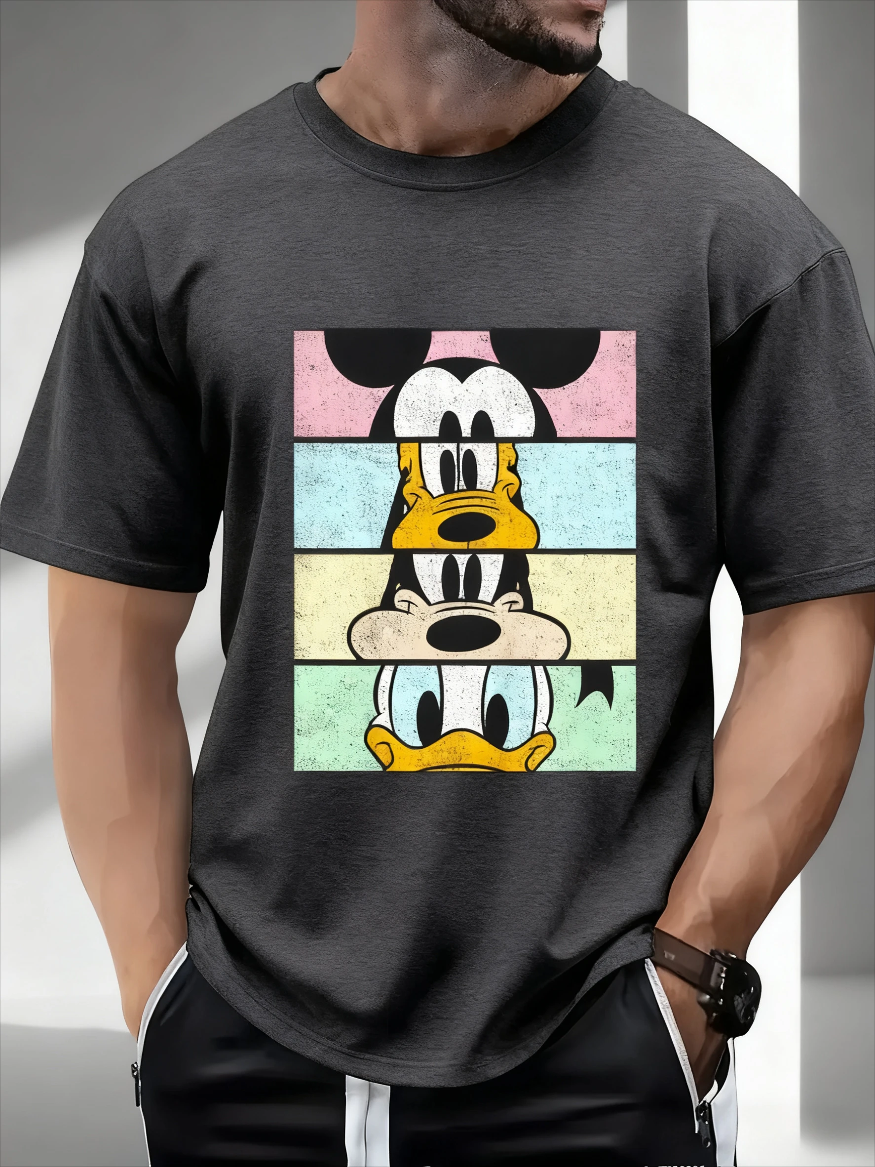 ديزني شخصية كرتونية صورة تي شيرت مطبوع صيف جديد للرجال والنساء الشارع الهيب هوب عادية فضفاض بأكمام قصيرة