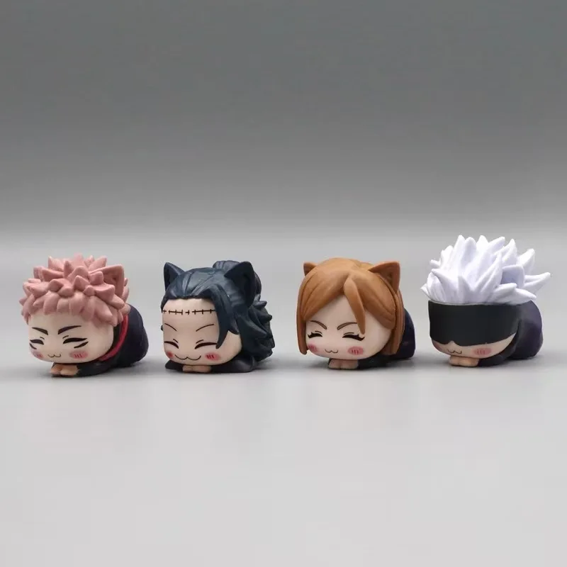 Kawaii Jujutsu Kaisen Anime Cartoon Figure Itadori Yuji Satoru Gojo Napping Cat Q Version Prone Collection Model Girl Toys Gifts