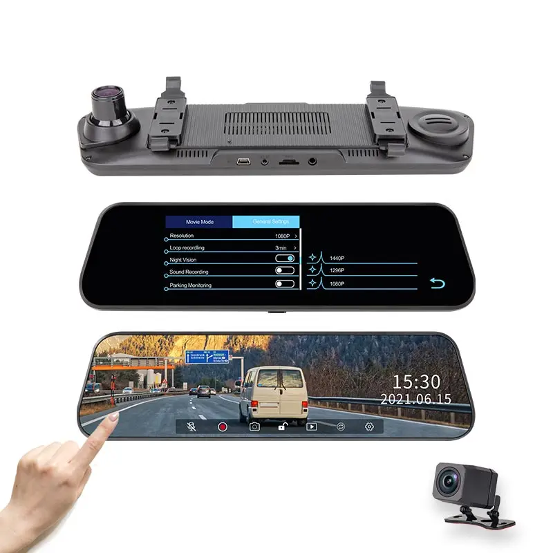 

Smart Dual Lens Electronic Rearview Mirror Dash Cam Waterproof 1080P Video Camera with Wide Angle WDR Park Mode Functions