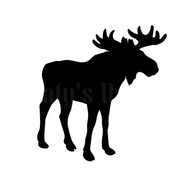 Etiqueta engomada del ordenador portátil y de la ventana del coche de la silueta de Moose: calcomanía de vinilo duradera, diseño negro resistente a la intemperie para el exterior del vehículo y el acceso técnico