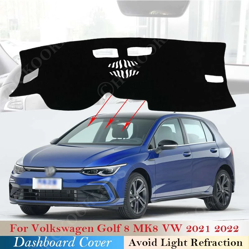 

Чехол для приборной панели, коврик, коврик для Volkswagen Golf 8 MK8 VW 2021 2022, солнцезащитный козырек, защитное одеяло, автомобильные наклейки