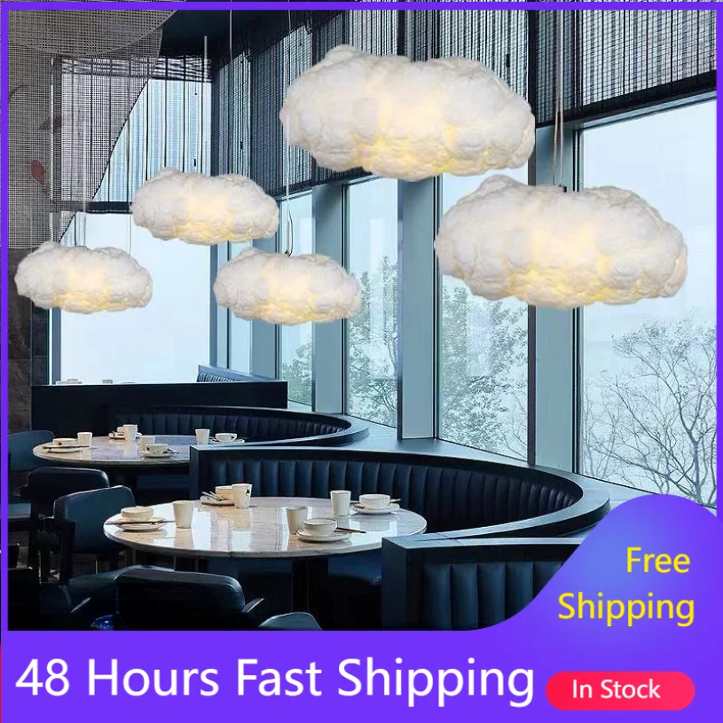 Cotton Cloud Pendant Light for Shop Restaurant Cafe Decoration Hanging Lamp School Children Kids Bedroom Ceiling Chandeliers