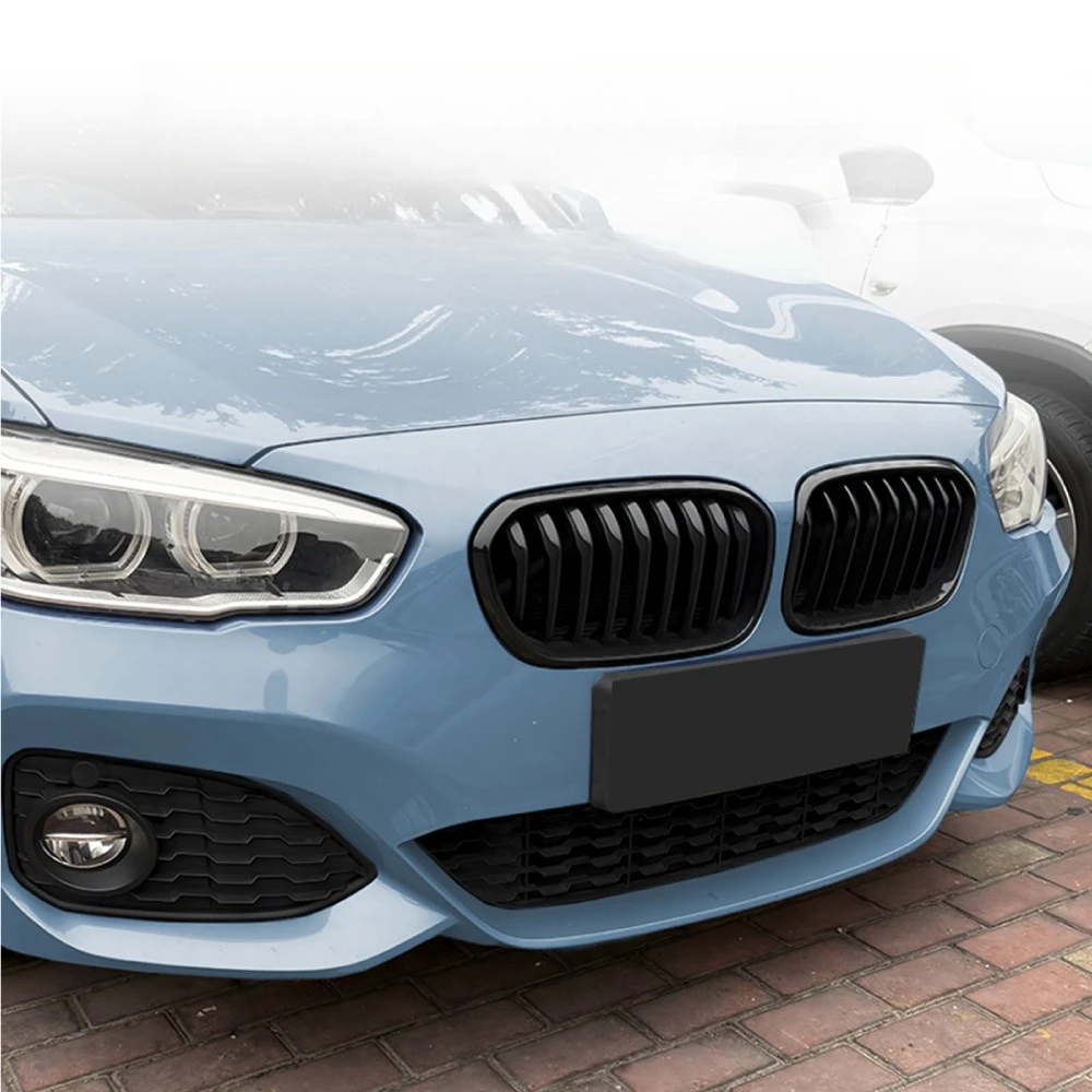 Untuk BMW Seri 1 F20 F21 LCI 2015-2019 Grille Depan Single Dual Slat Vertikal Stripe Mesh Modifikasi Eksterior Upgrade