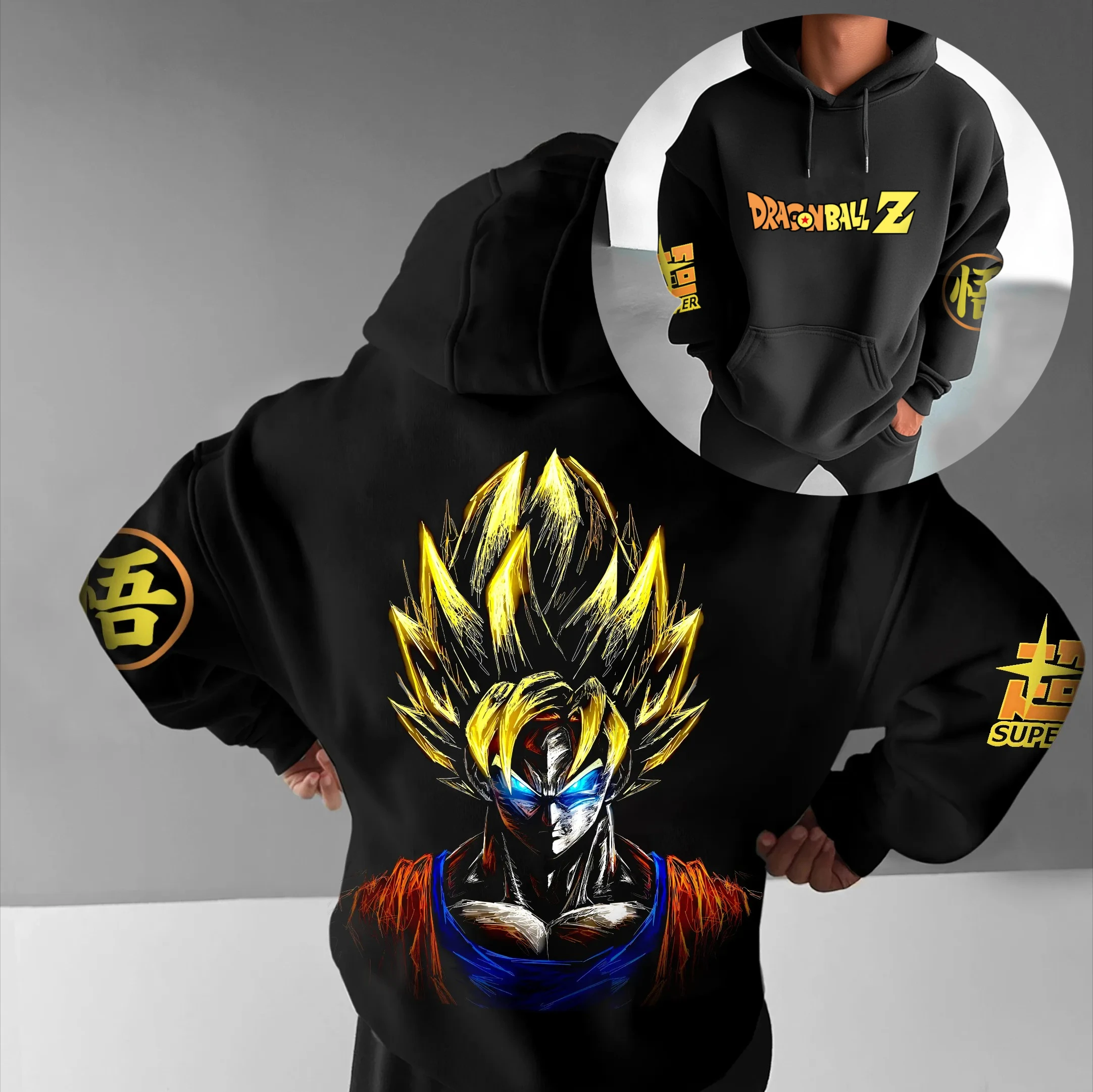 

Dragon Ball Одежда для родителей и детей Осень-зима Японское яркокровитое аниме Классические персонажи Удобная толстовка с капюшоном для мужчин и женщин