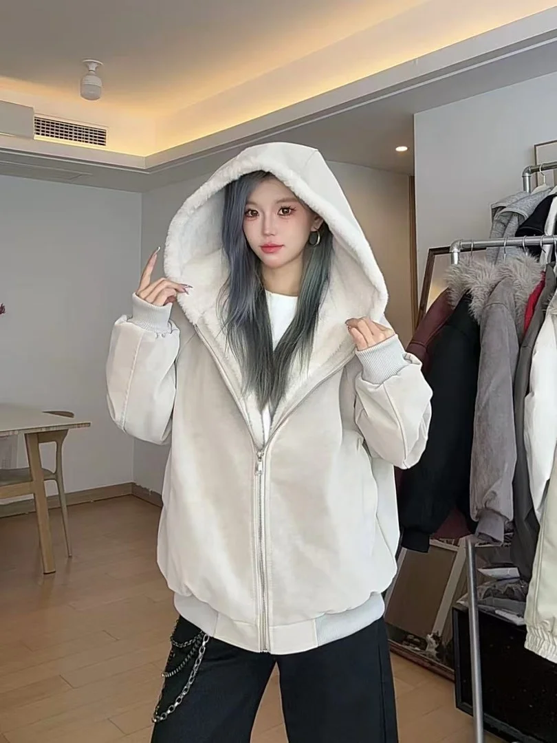 

Olive een Double-Faced Cotton Jaet with Fur Collar Men's Winter Warm Loose Coat with Pouch ket Zipper Closure Casual Wear