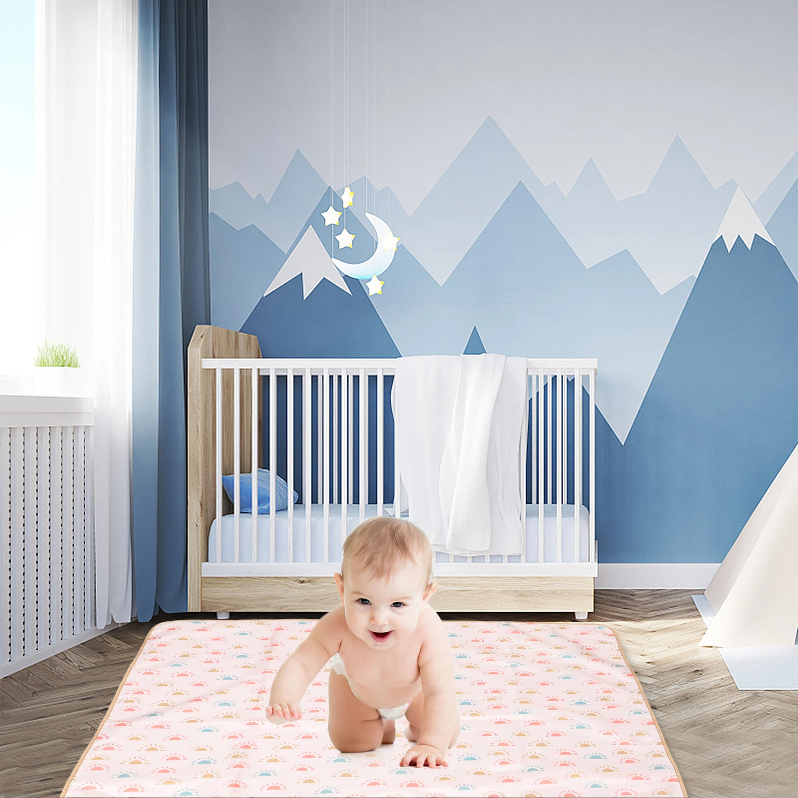 

Non-slip for Chair Floor Under High Chair Protector Under Highchair Floor Mat Large Foldable Baby Kids Play Mat