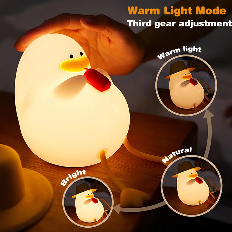 Duck Child Lamp Gift Decoration For Bedroom Night Light LED Silica Gel Decompression Bedside Table Lamp Cute And Fun Desk Lamp