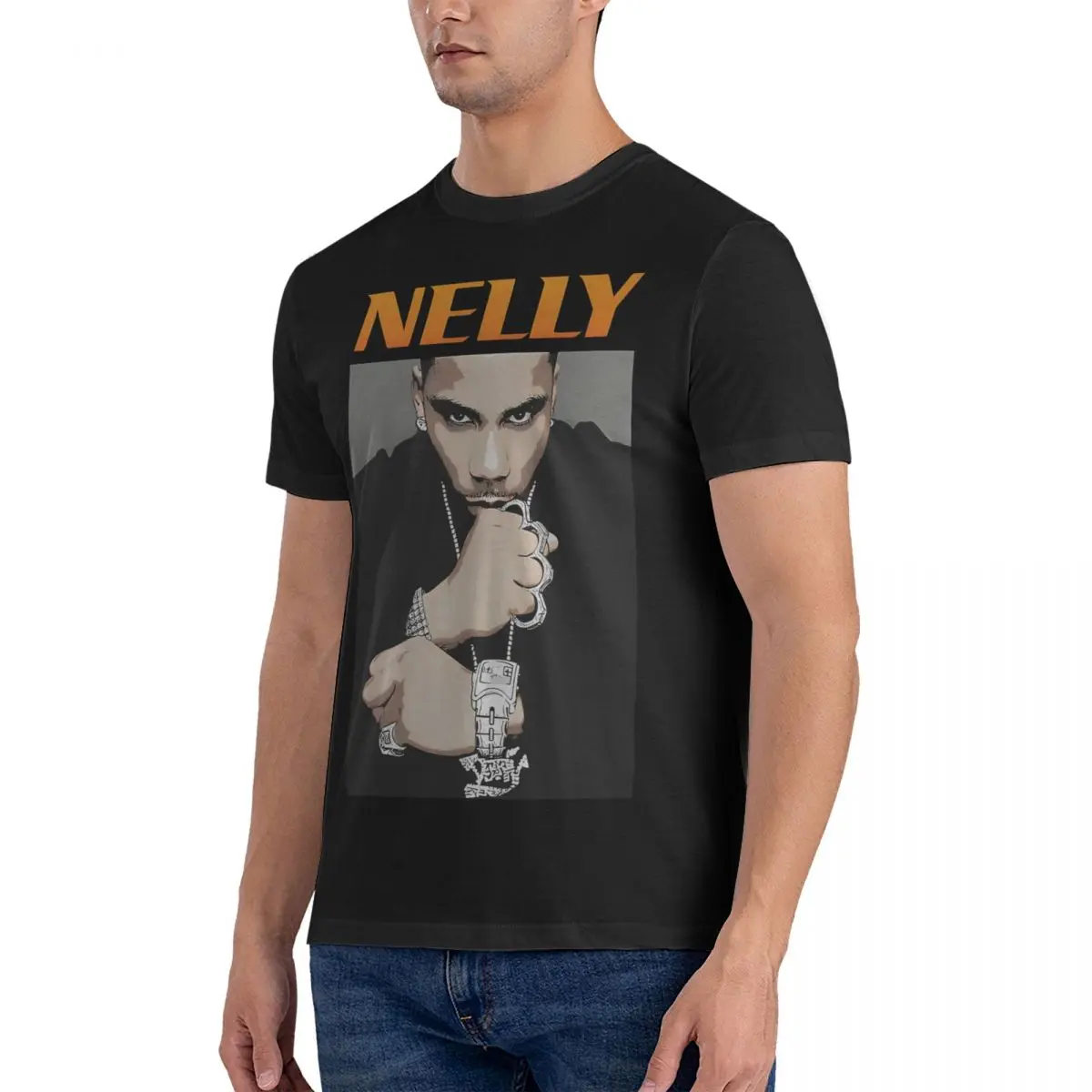 Funny Pop Rap T-Shirts for Men O Neck Cotton T Shirts N-Nelly Short Sleeve Tees Printing Clothing