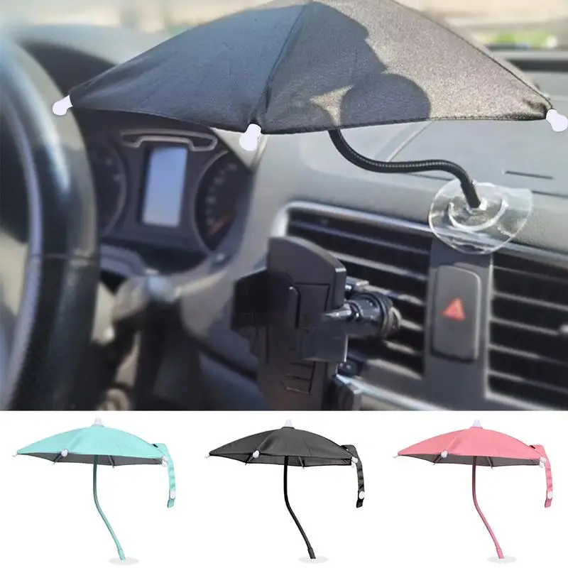 Car Phone Holder Umbrella Mini Umbrella For Cell Phone 6-Rib Nylon Frame Mini Umbrella For Cell Phone Umbrella Phone Holder Cell