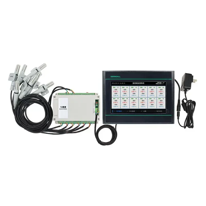 12 Channel Touch Screen Industrial Grade Temperature Sensor Recording High Precision Monitoring Hygrometer Thermohygrometer