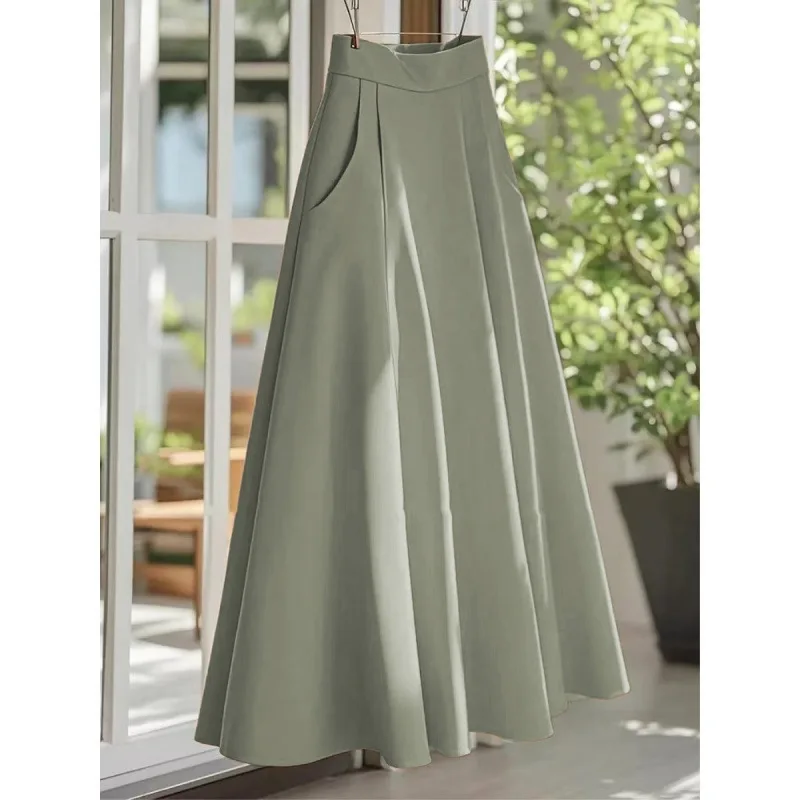 Summer 2025 New Fashion French Retro Design Sense Loose Casual Skinny Orange  long skirts for women slim fit