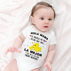 Hello Mom Grandma Told Me That You Are The Best Printed Baby Bodysuit Funny Infant Summer Romper Newborn Short Sleeve Jumpsuits