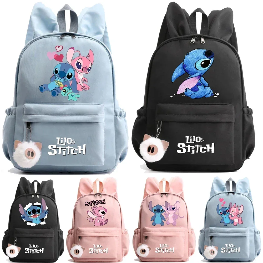 MINISO Disney Lilo Stitch Backpack for Girl Boy Student Pen Case Children Children\'s Gifts Kawaii Cartoon School Bag Mochila