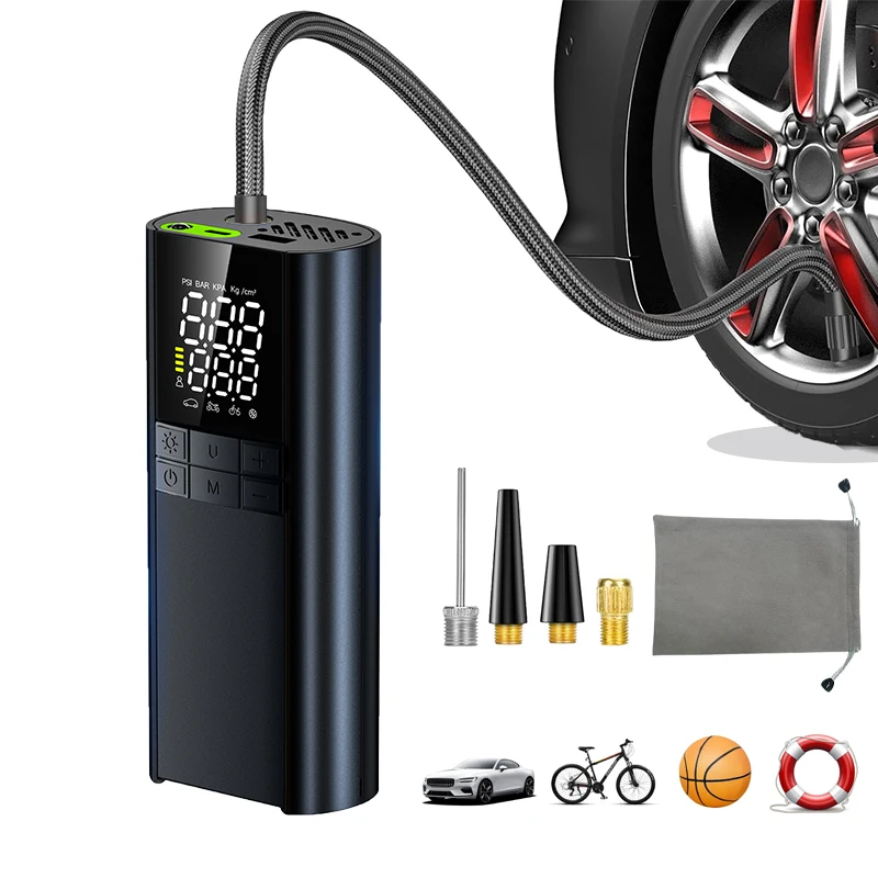 

Tire Inflator Portable Air Compressor - 150PSI with Tire Pressure Gauge,8000mAh & 3X Faster Portable Air Pump for Car Accessory