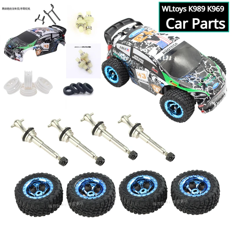 WLtoys-RC carro peças, alongado eixo de transmissão, pneu diferencial, pele Hub, alargando pneus, carro Shell, K989, K969