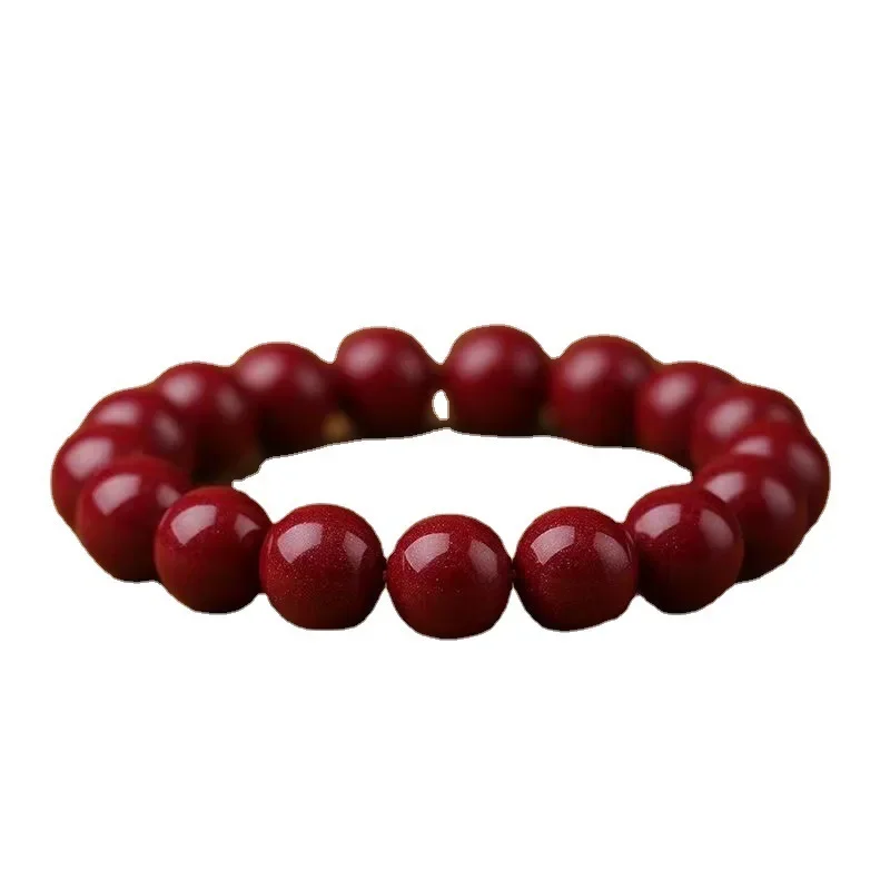 Bracelet de perles de cinabre naturel pour hommes et femmes, bijoux fins, or violet, sable, jade Hetian, deux heureux du monde, 6mm, 8mm