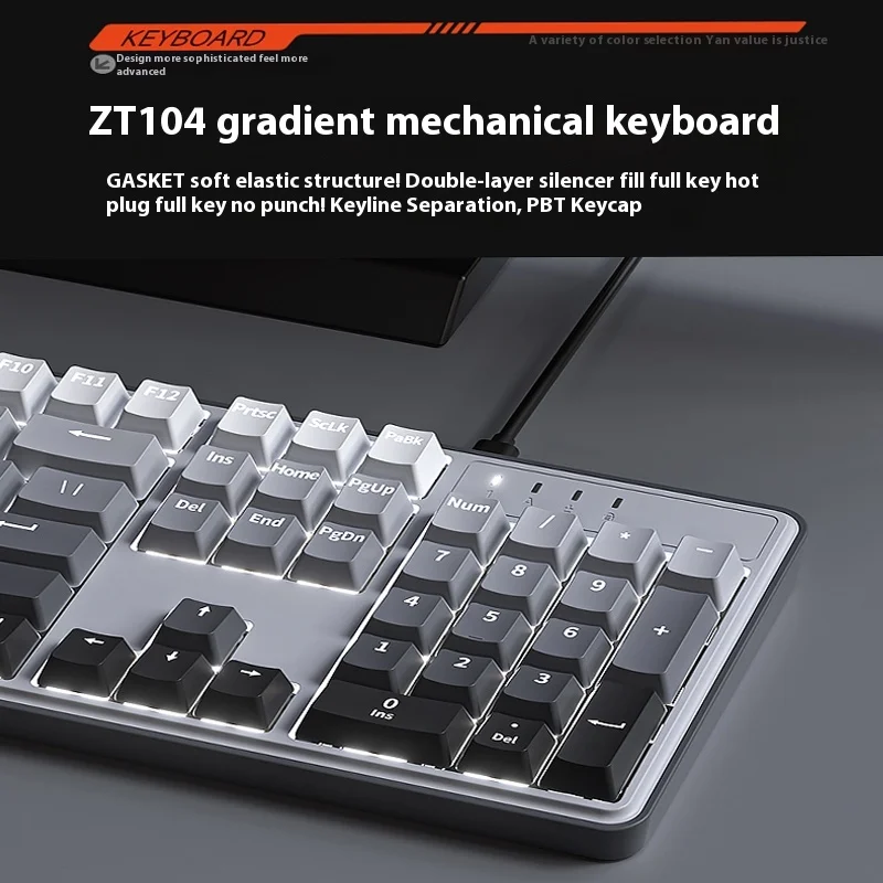 Imagem -03 - Teclado Mecânico com Junta Swappable Pbt Keycaps Hot Personalizado Jogos Escritório Mudo Presente Acessórios 104 Chaves Zt104