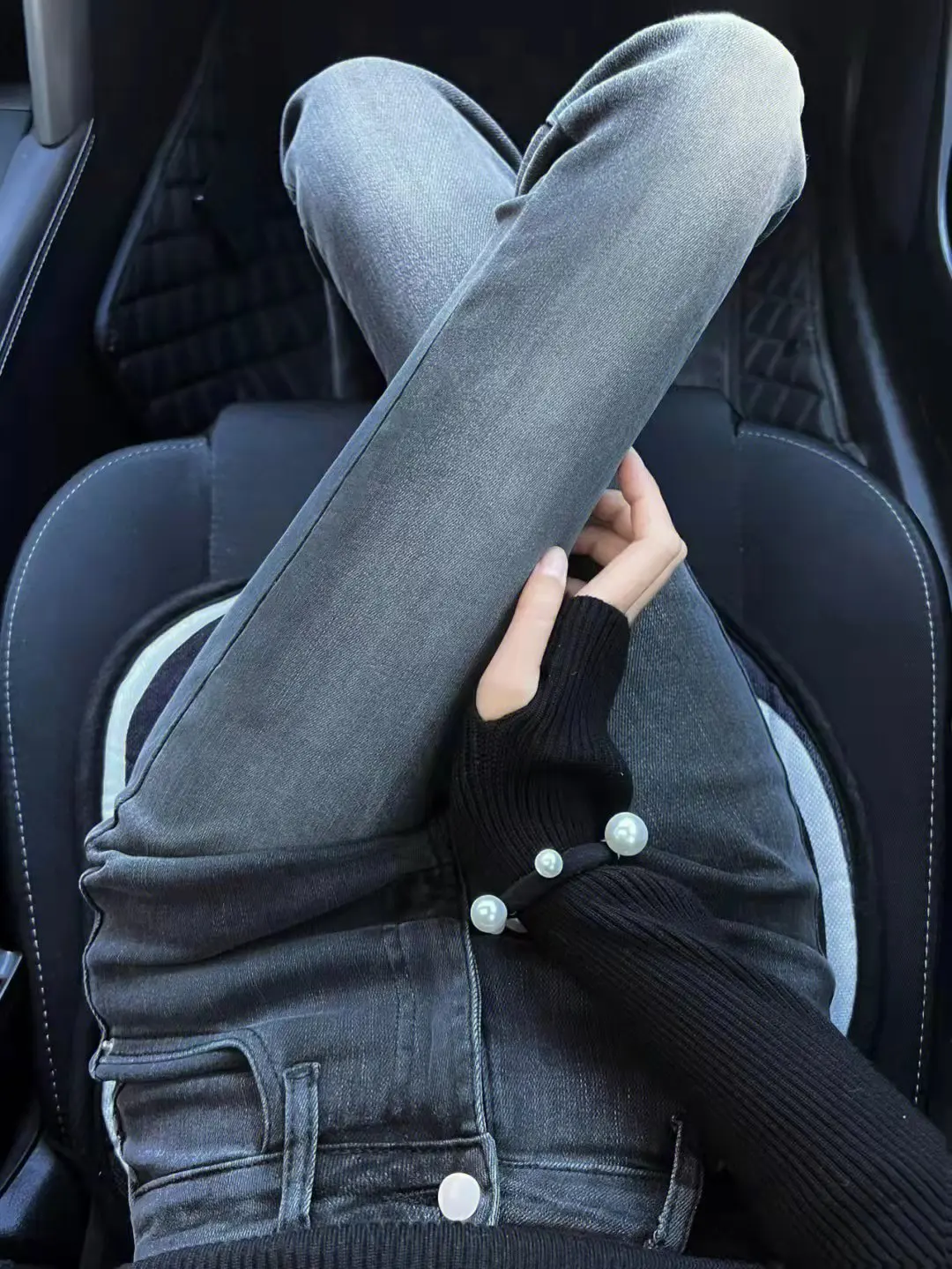 

American Retro Extended Length High Waist Bell Bottom Jeans Women's Spring Autumn Slimming Frayed Denim Pants