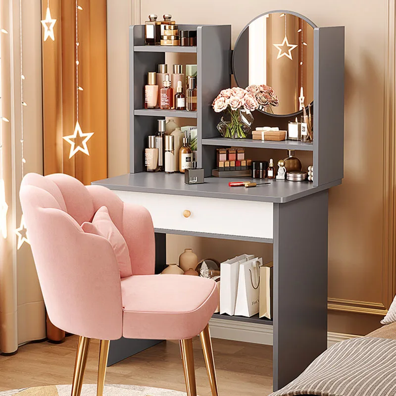 

Pink Storage Organizer Dressing Table Mobile Cabinet Modern Luxury Wood Dresser Small Cosmetic Vanitys Para Maquillaje Furniture