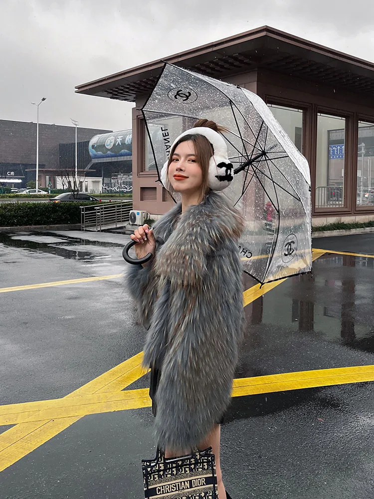 2024 Nieuwe Echte Bont, High Fashion Dames Grote Lapal Kraag Echte Vossenbontjassen Vrouwelijke Natuurlijke Vossenbontjassen Bovenkleding