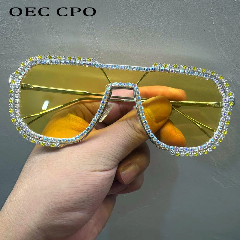 Diamonds Sunglasses Women 2024 New Luxury Rhinestone Unique Hand Fashion One Piece Sunglasses Female Oversized Glasses Eyewear