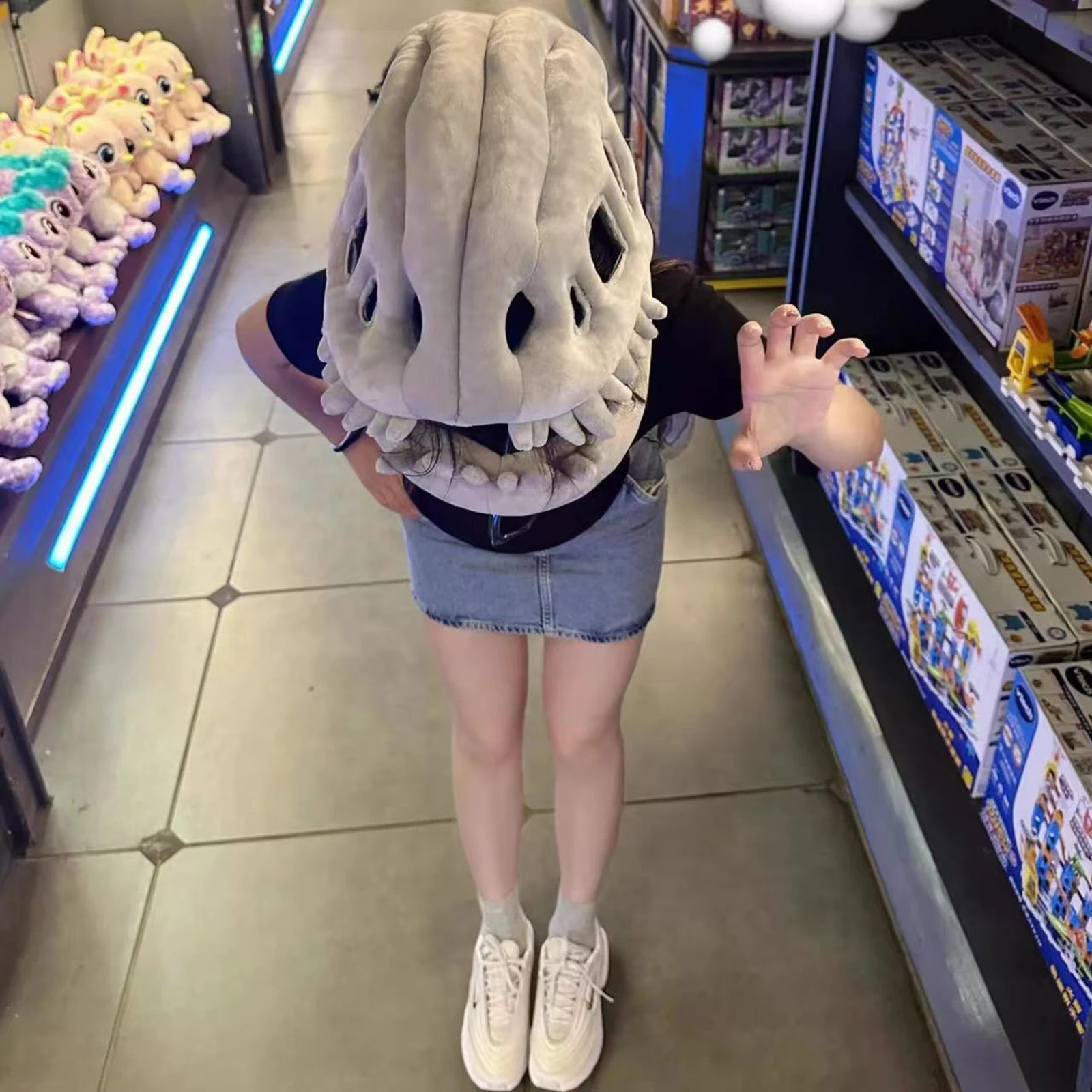 

Реалистичный плюшевый головной убор динозавра на Хэллоуин, костюм скелета динозавра, забавный головной убор для косплея, плюшевые игрушки, подарки