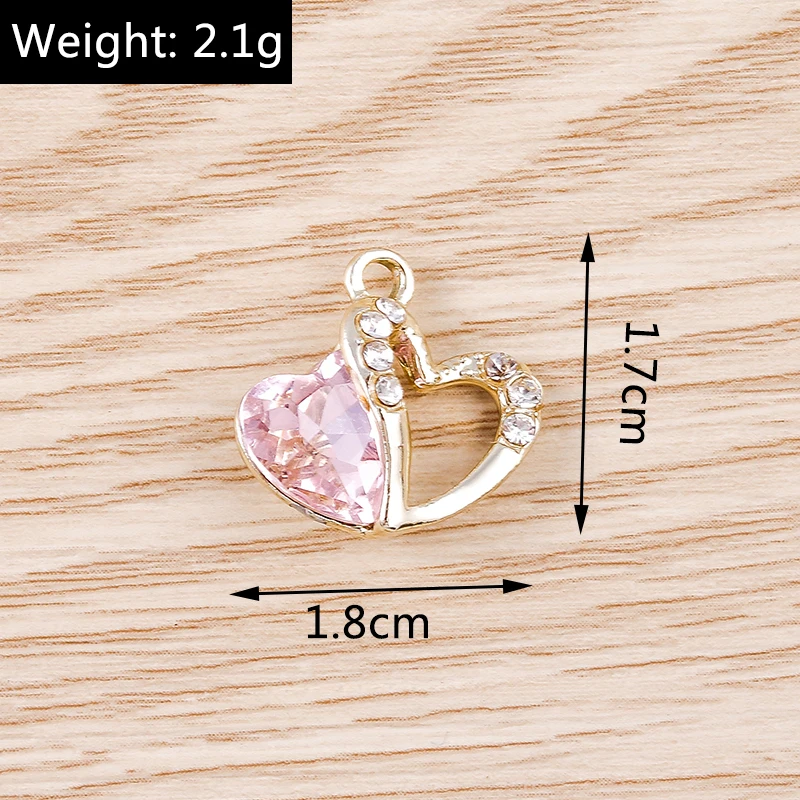 10 Stück elegante Kristall-Charms für die Schmuckherstellung, Liebesherz, Tierfuchs, Fischkrone, Charms-Anhänger für DIY-Halsketten, Ohrringe, Geschenk – Detail 7