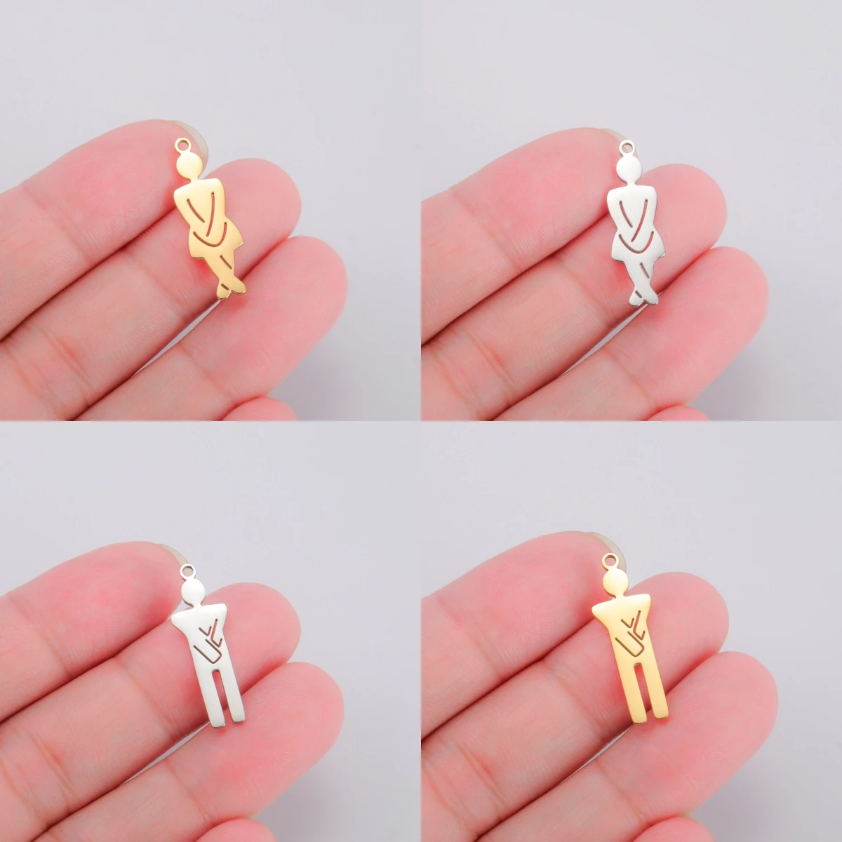 3pcs Stainless Steel Creative Funny Hip-hop Charms Woman Man Boys Girls Pendnats For DIY Jewelry Making Necklace Keychain Gifts image 4