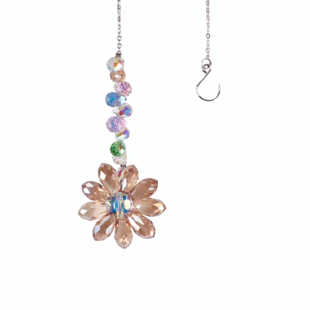 Decorative Flower Crystal Sun Catcher Hanging Pendant Rainbow Maker For Home Window Garden Decoration