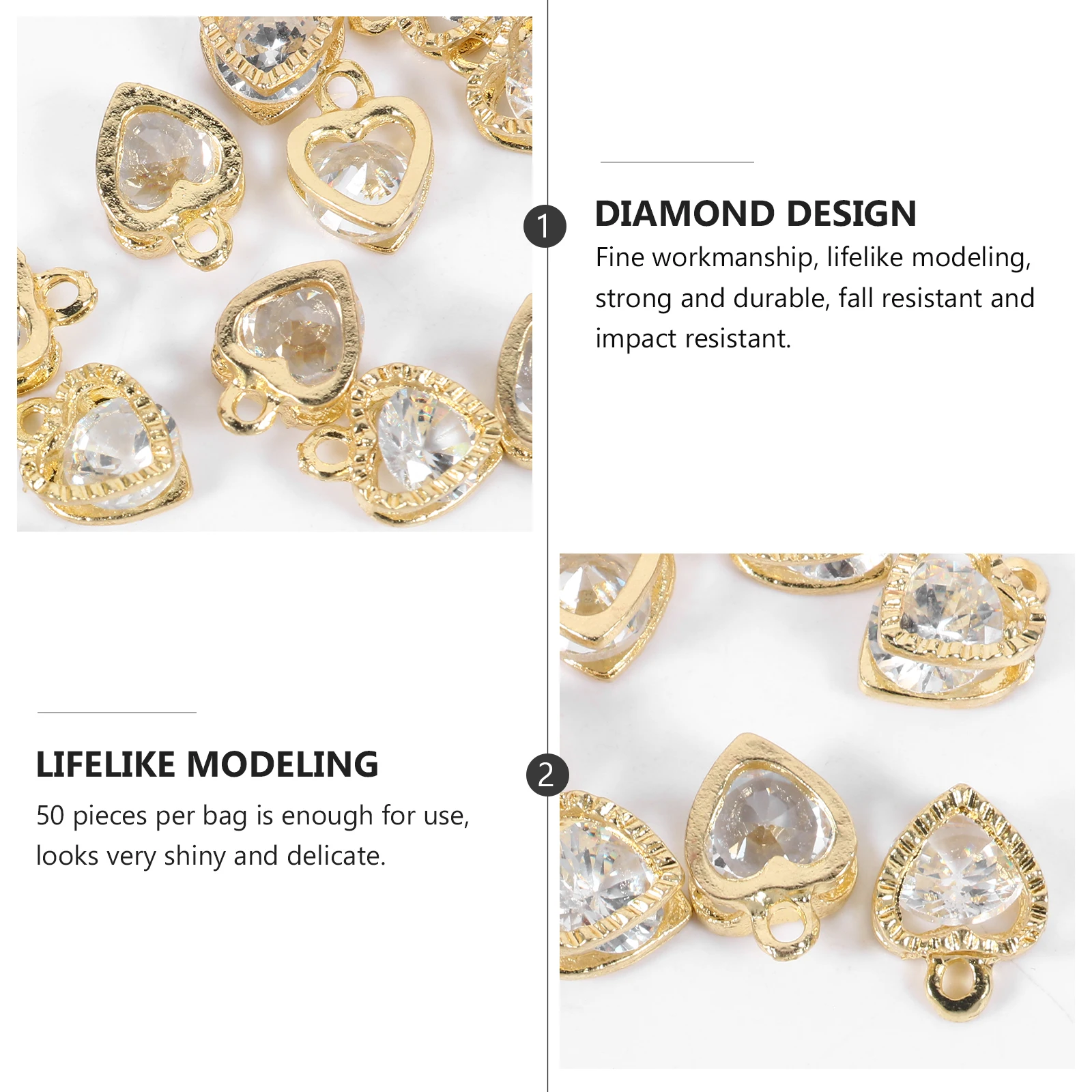 

50 Pcs Pendant Charms Jewelry Supplies Necklace Bracelet Alloy DIY Findings Shiny Pendant Charms Elegant Craft Gift
