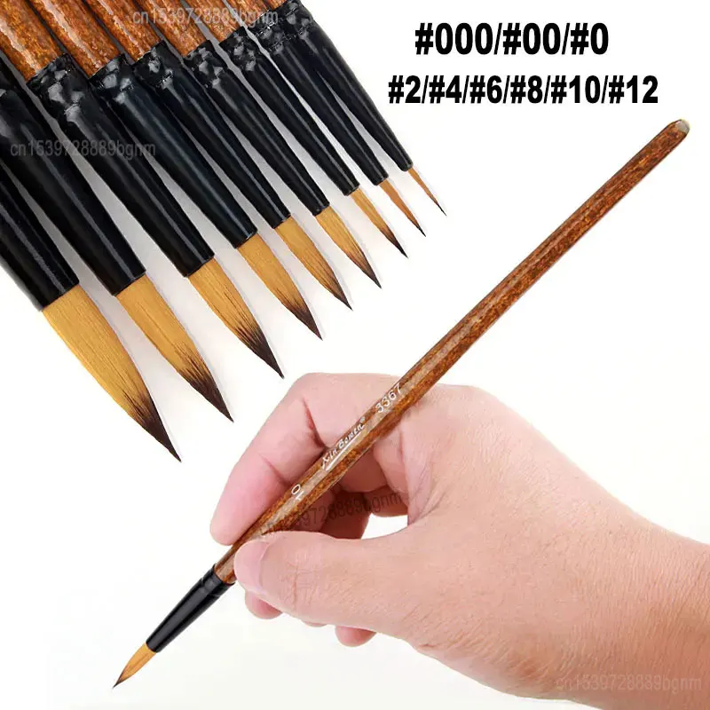 #000 #00 #0 #2 #4 #6 #8 #10 #12 Nylon Hair Fineliner Pen Painting Brush For Art Drawing Acrylic Oil Watercolor Gouache Fine Line