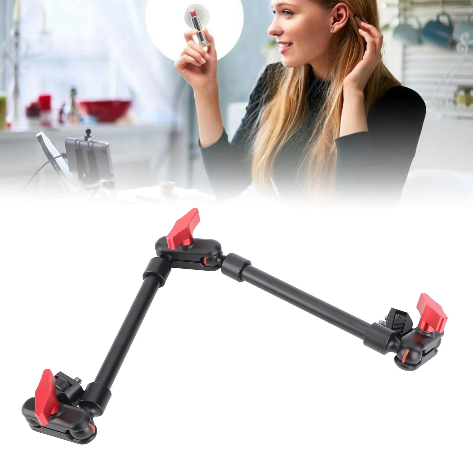 Articulating Arm 22 Inch 1/4in Screw Double Ball Head Multi Angle Adjustable Extension Rod for Phone Camera Double Ballhead Arm