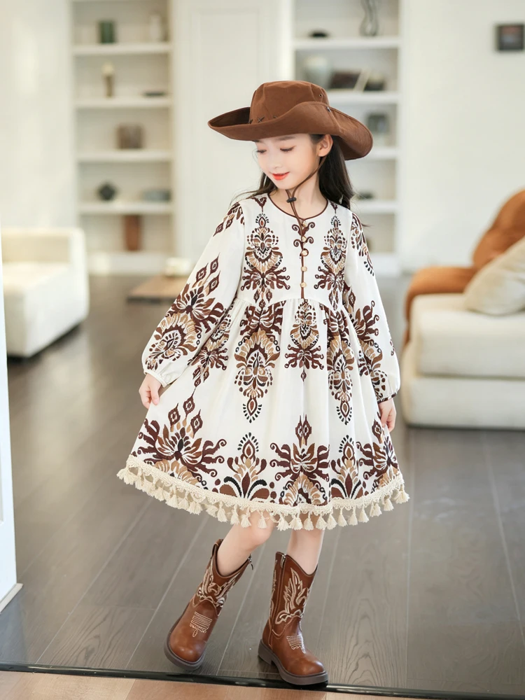 retro-embroidered-long-sleeve-girls-western-set-skirt-high-waist-soft-fabric-summer-holiday-photography-dress-for-kids