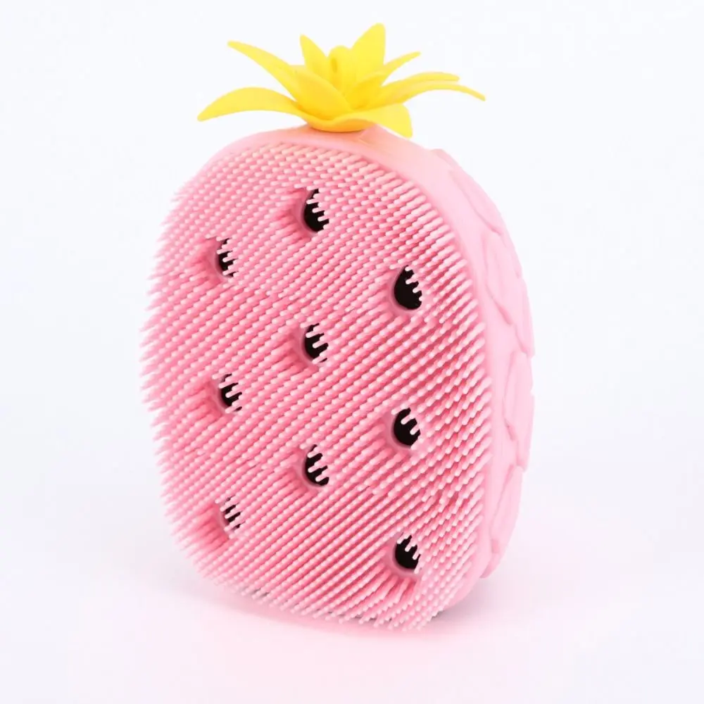 Spazzola per doccia a forma di frutta color caramello Spazzola per shampoo in silicone per capelli morbidi antiscivolo Forniture per il bagno esfoliante Spazzole per massaggio doccia