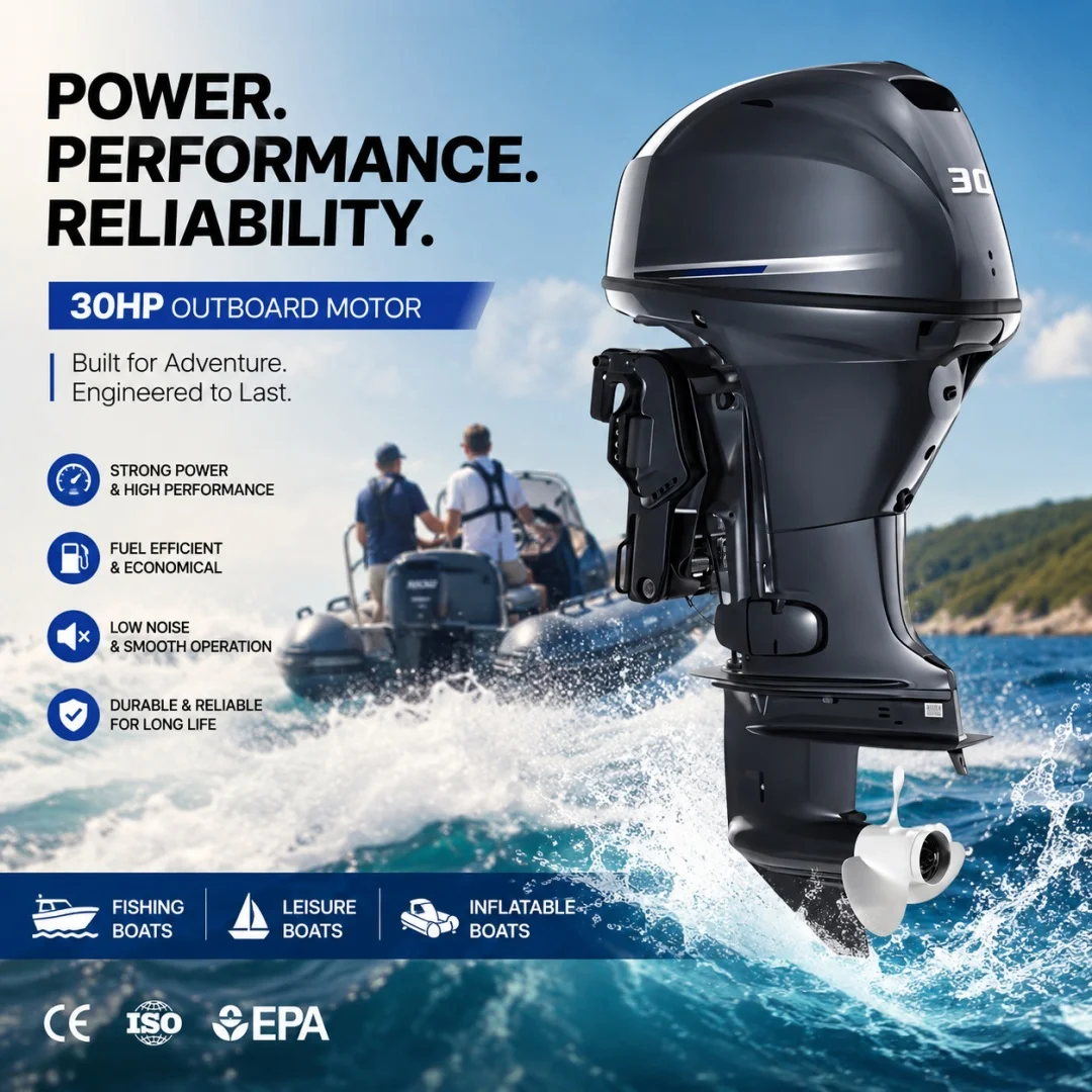 30HP Outboard Motor 4 Stroke 499cc 2 Cylinder Boat Engine with Electric Start Remote Control/Tiller