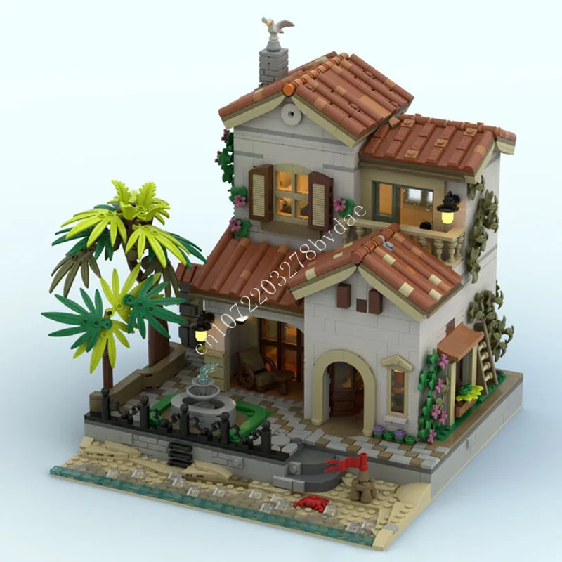 2468 PCS Riviera Coastal Residence Building Blocks Set Creative Assembly Model Educational Toy Gift For Adults Desktop Ornament